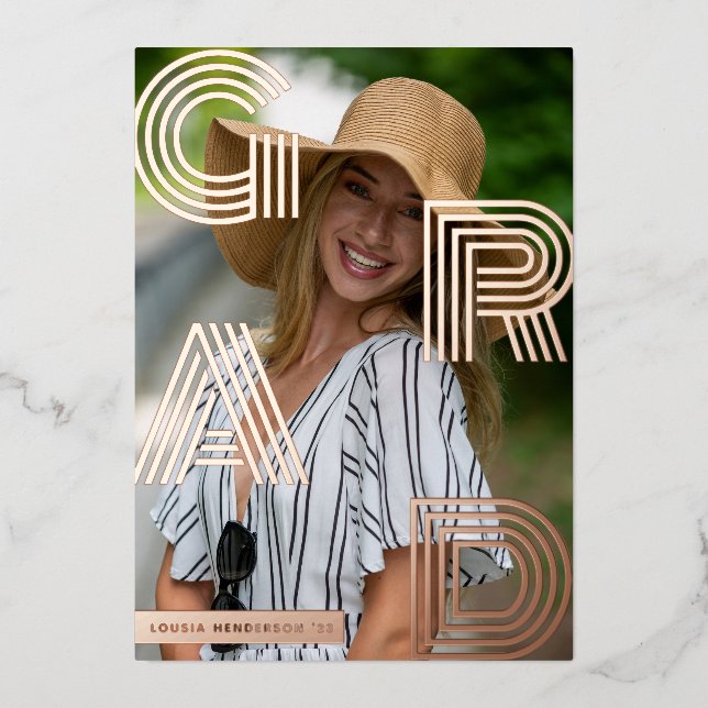 Invitación al Relieve metalizado dorado Rosa de Gr (Anverso)