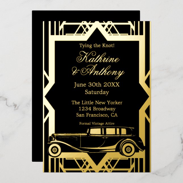Invitación al Relieve metalizado estilo Limo Gatsb (Anverso/Reverso)