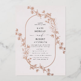 invitación al Relieve metalizado floral moderna y 