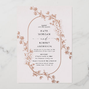 invitación al Relieve metalizado floral moderna y
