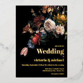 Invitación al Relieve metalizado floral Rembrandt 