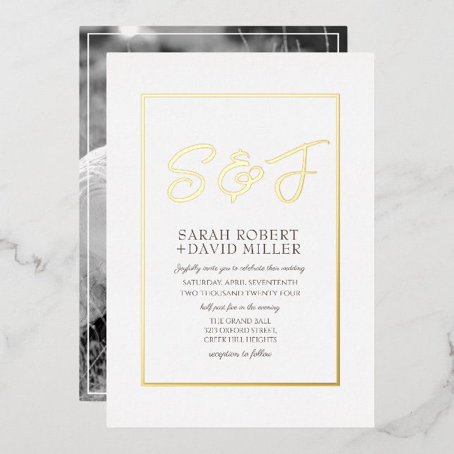 Invitación al Relieve metalizado fotográfico con m (Anverso/Reverso)