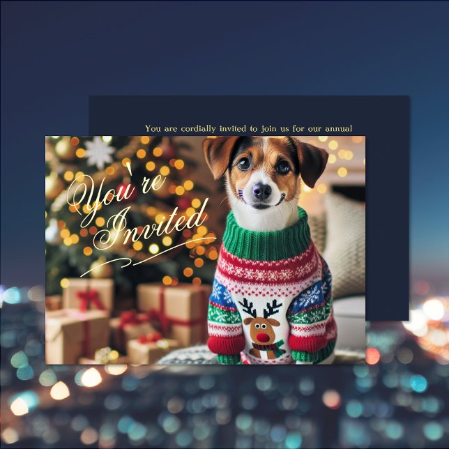 Invitación al Relieve metalizado fotográfico de na (Christmas Photo Foil Invitation (front and back))
