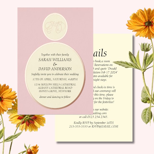 Invitación al Relieve metalizado Mínimo de Té Rosa (Subido por el creador)