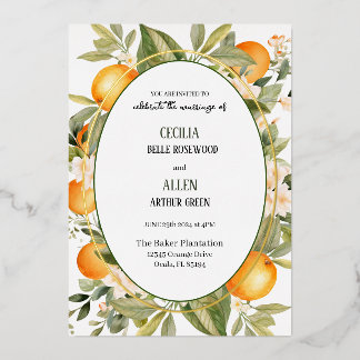 Invitación al Relieve metalizado Orang Blossom