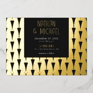 Invitación al Relieve metalizado plateado Art Déco