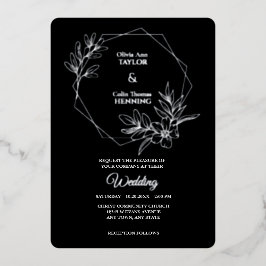 Invitación al Relieve metalizado plateado de Boda 