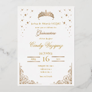 Invitación al Relieve metalizado Quinceanera