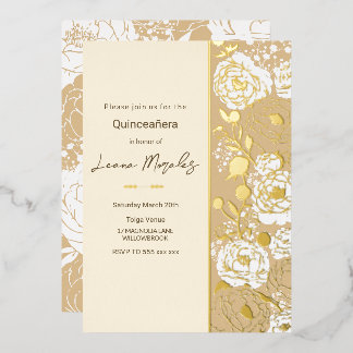 Invitación al Relieve metalizado Quinceañera con c