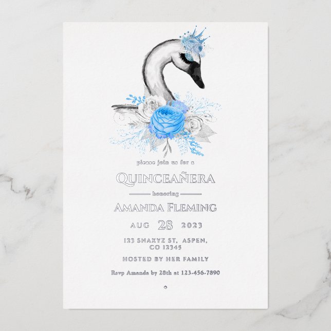 Invitación al Relieve metalizado Quinceañera de Ci (Anverso)