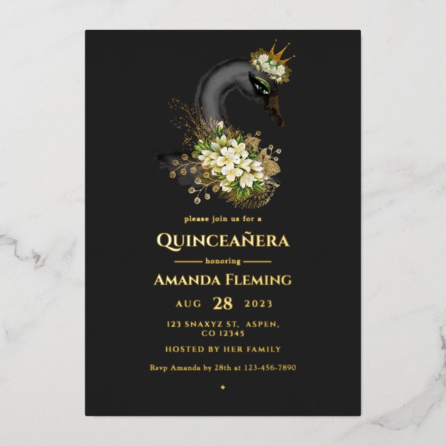 Invitación al Relieve metalizado Quinceañera de Ci (Anverso)