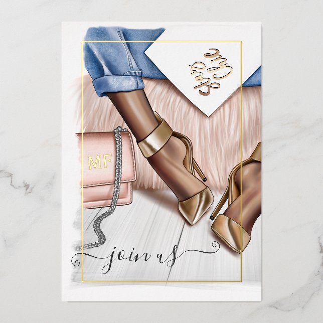 Invitación al Relieve metalizado Quinceañera de Mo (Anverso)