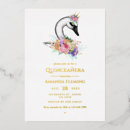 Invitación al Relieve metalizado Quinceañera del C