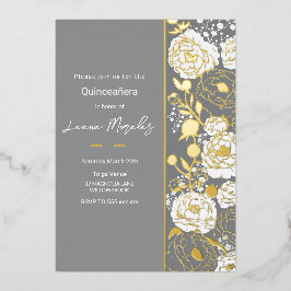 Invitación al Relieve metalizado Quinceañera gris
