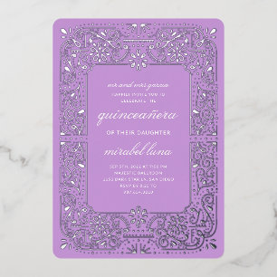Invitación al Relieve metalizado Quinceañera invit