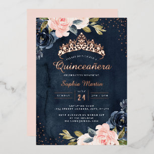 Invitación al Relieve metalizado Quinceanera Rosa