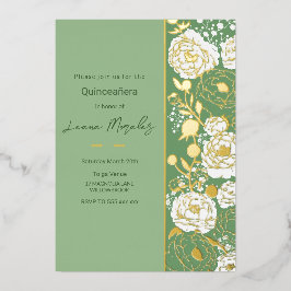 Invitación al Relieve metalizado Quinceañera Verde