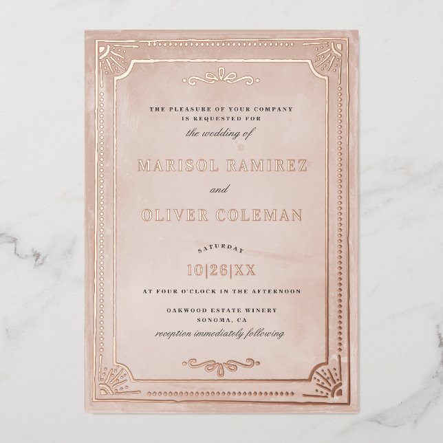 Invitación al Relieve metalizado REAL del Boda del (Anverso)