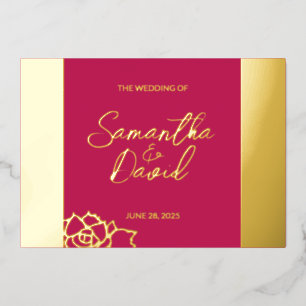 Invitación al Relieve metalizado Rosa Boda Rojo