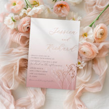 Invitación al Relieve metalizado Rosa Boho Moda Go