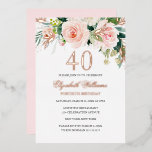 Invitación al Relieve metalizado Rosa Gold Pink Ru<br><div class="desc">Más invitaciones de cumpleaños número 40 en la Pequeña Tienda Bayleigh!</div>