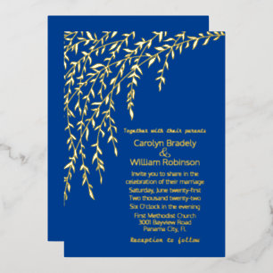 Invitación al Relieve metalizado Royal Blue Boda G