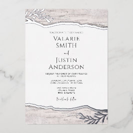 Invitación al Relieve metalizado Rústico Birch Woo