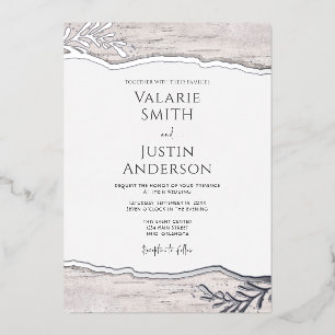 Invitación al Relieve metalizado Rústico Birch Woo