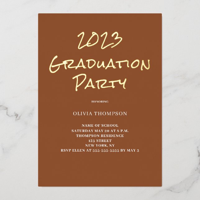 Invitación al Relieve metalizado Terracotta de la  (Anverso)