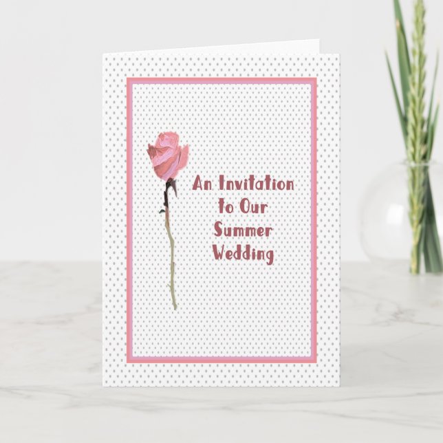 Invitación al Rosa Boda de verano y puntos de polk (Anverso)