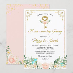 Invitación al Rosa de clave Purpurina de oro Jardí