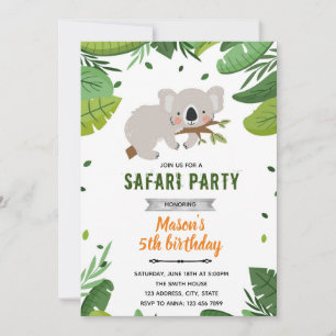 invitación al safari zoológico de koalas