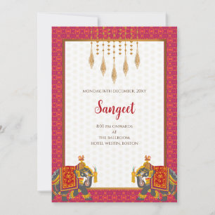 Invitación al sangeet indio y tarjetas de boda ind