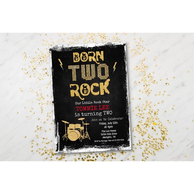 Invitación al segundo cumpleaños Born TWO Rock Roc (Subido por el creador)