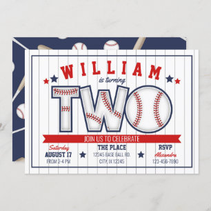 Invitación al segundo cumpleaños de Boy Baseball