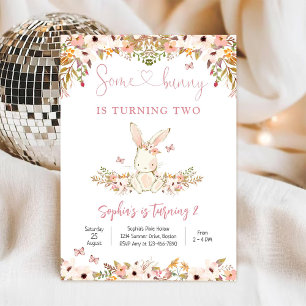 Invitación al segundo cumpleaños de Bunny Floral