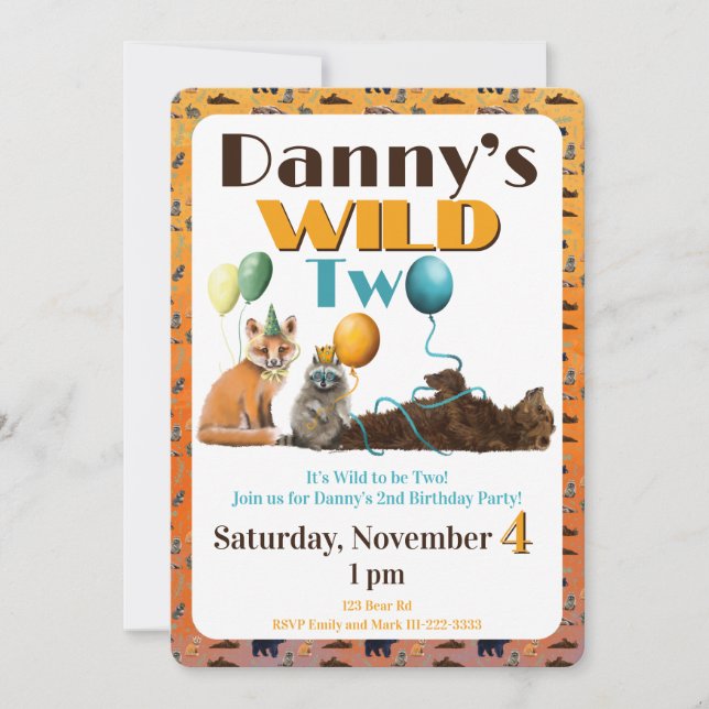 Invitación al segundo cumpleaños de Dos Animales S (Anverso)