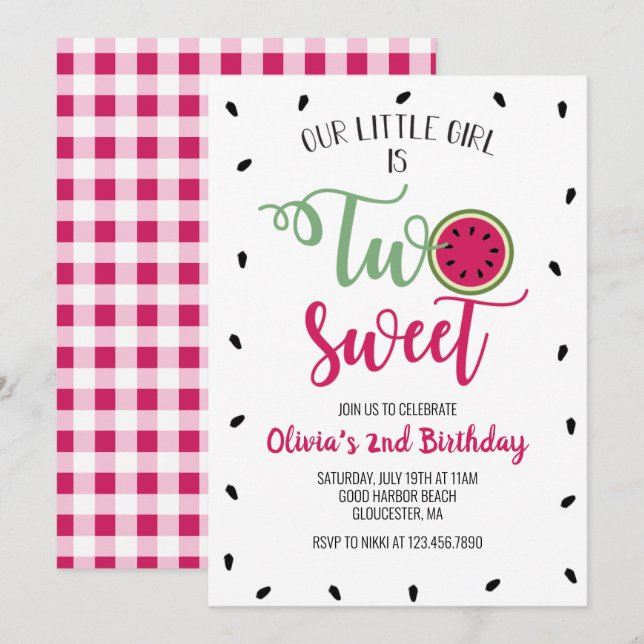 Invitación al Segundo Cumpleaños de Dos Dulces San (Anverso / Reverso)