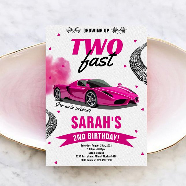 Invitación al segundo cumpleaños de Girl Two Fast  (Subido por el creador)