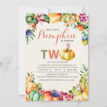 Invitación al segundo cumpleaños de la Calabaza de