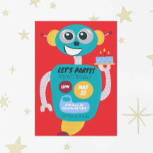 Invitación al segundo cumpleaños de niños robot co