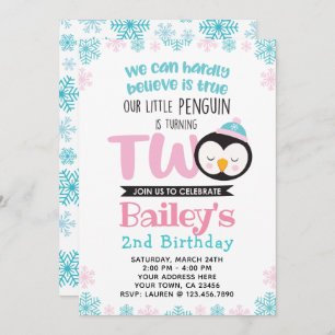 Invitación al segundo cumpleaños de Pingüino