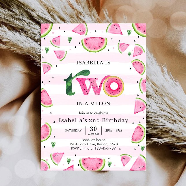 Invitación al segundo cumpleaños de sandía Dos En  (Subido por el creador)
