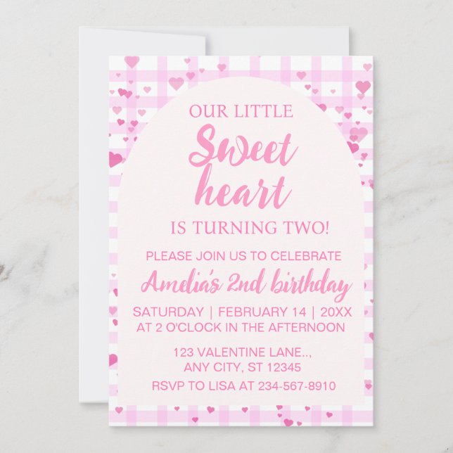 Invitación al segundo cumpleaños de Sweetheart Ros (Anverso)