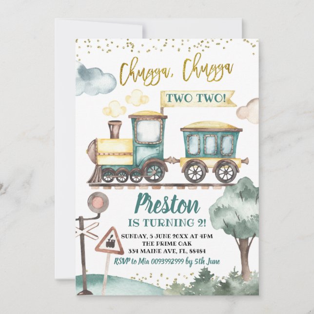 Invitación al segundo cumpleaños de Train Boy (Anverso)