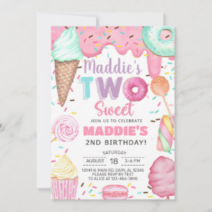 Invitación al segundo cumpleaños de Two Sweet girl