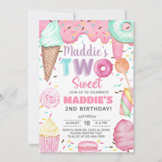 Invitación al segundo cumpleaños de Two Sweet girl