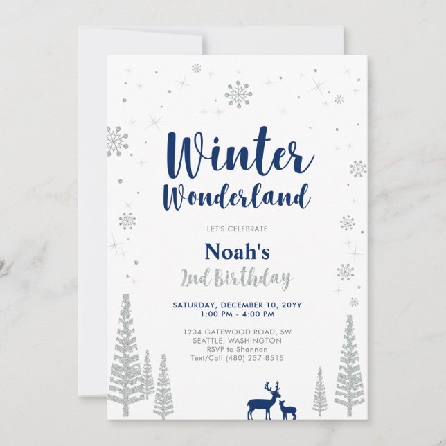 Invitación al segundo cumpleaños de Winter Wonderl (Anverso)