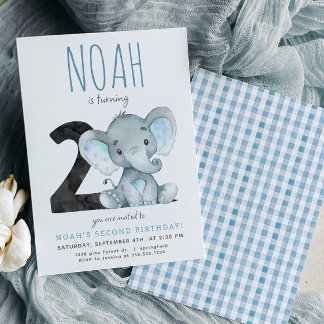 Invitación al segundo cumpleaños del Elefante Azul