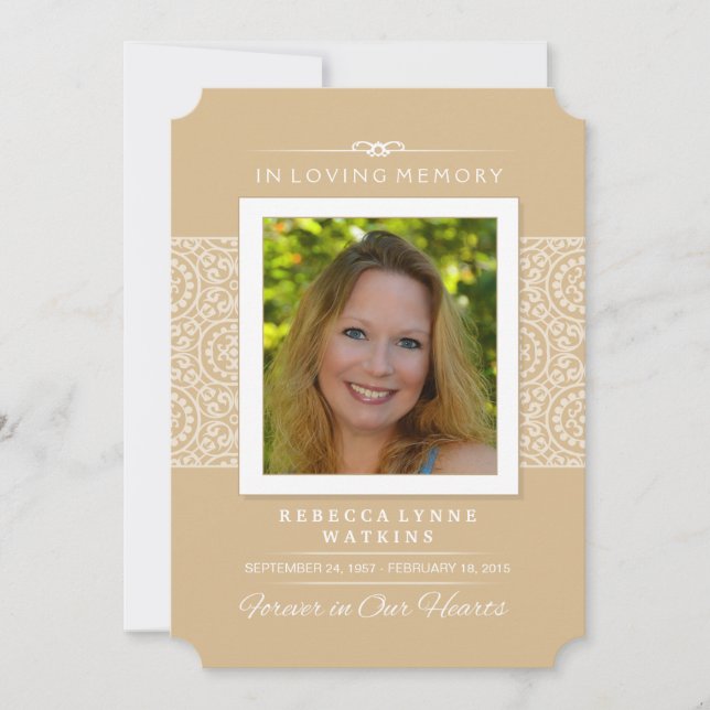 Invitación al servicio conmemorativo - Elegante or (Anverso)